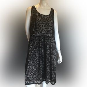 Lane Bryant sleeveless black animal print lace overlay dress 18W
